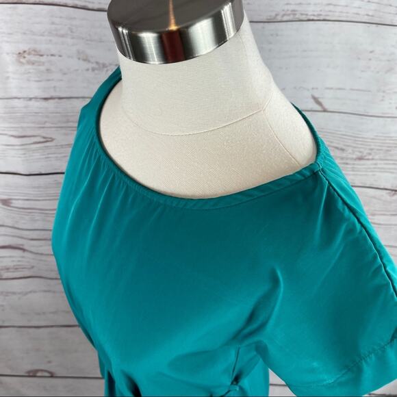 Paisley and Ivy teal blouse silky with thin tie belt - Picture 4 of 10